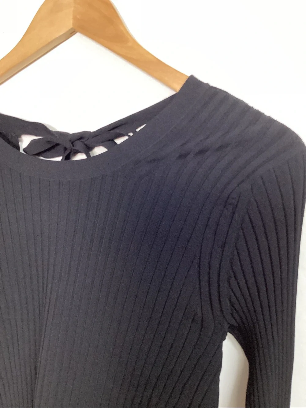 HELMUT LANG Ribbed Tie Back Sweater Black Size Small
